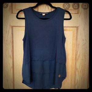 Michael Kors Layered Chiffon Tank Dark Navy Medium